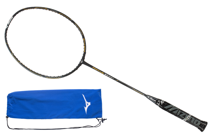 Mizuno FORTIUS Full Carbon Badminton Rackets Single Racket Offensive Type Heavy Head, Stiff Shaft Unisex Black Yellow