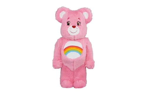 BE@RBRICK Cheer Bear Costume Rainbow Care Bear Pink Plush Trendy Doll 400%
