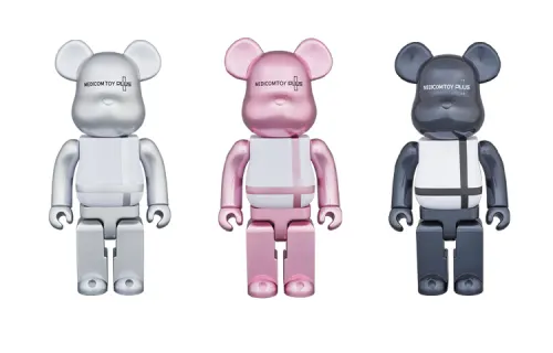 BE@RBRICK 400%100% MEDICOM TOY PLUS Black/Pink/Silver Trendy Doll 7cm,28cm