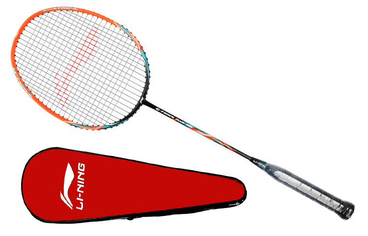 Li Ning Wooden Badminton Rackets Single Pack, Pre Strung Offensive Type 1U Blue, Orange Unisex