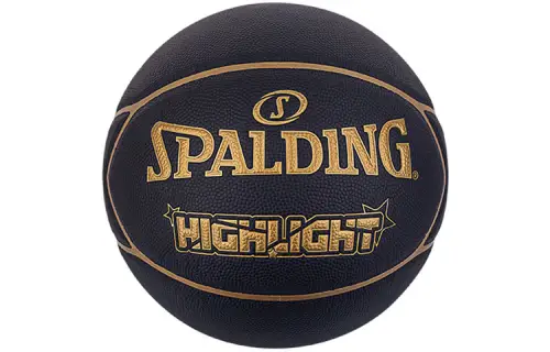 SPALDING Spalding HIGHLIGHT Series PU Basketball Star-shaped Skin Wear-Resistant and Non-Slip Black Gold No. 7 Training National Bank Edition