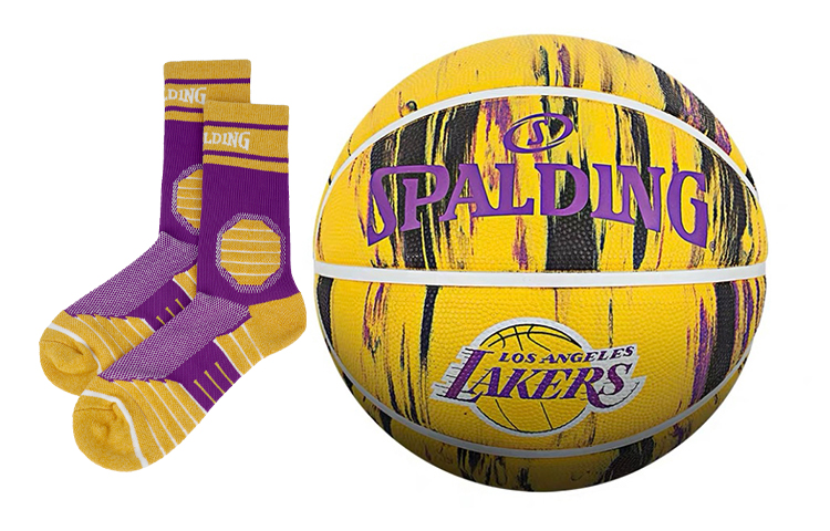 SPALDING Marble Collection Rubber Basketball Print Yellow Purple Size 7 Training Unisex