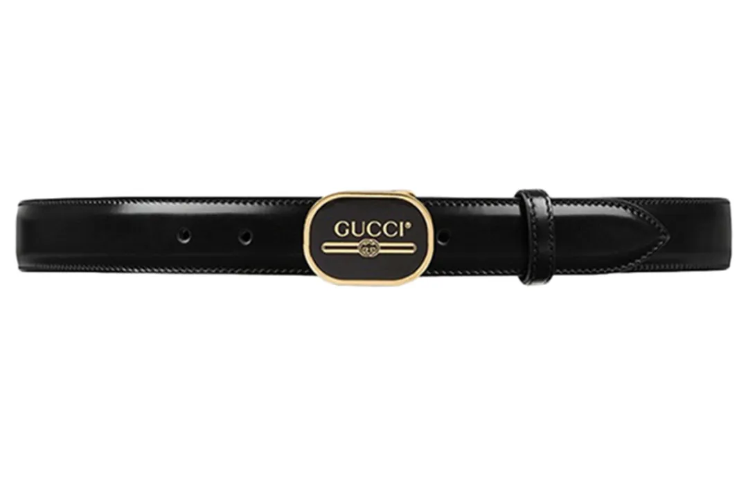 GUCCI Leather Belts Men's Black Width 3cm