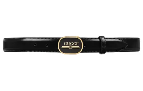 GUCCI Leather Belts Men's Black Width 3cm