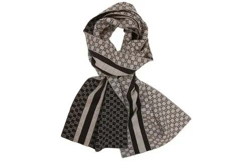 GUCCI Wool Knit Scarves Unisex Brown
