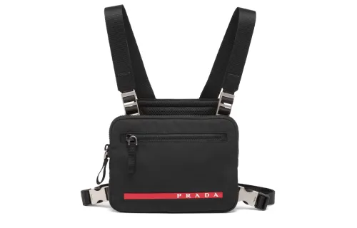 PRADA Fabric Crossbody Bag Sling Bag Men's Black