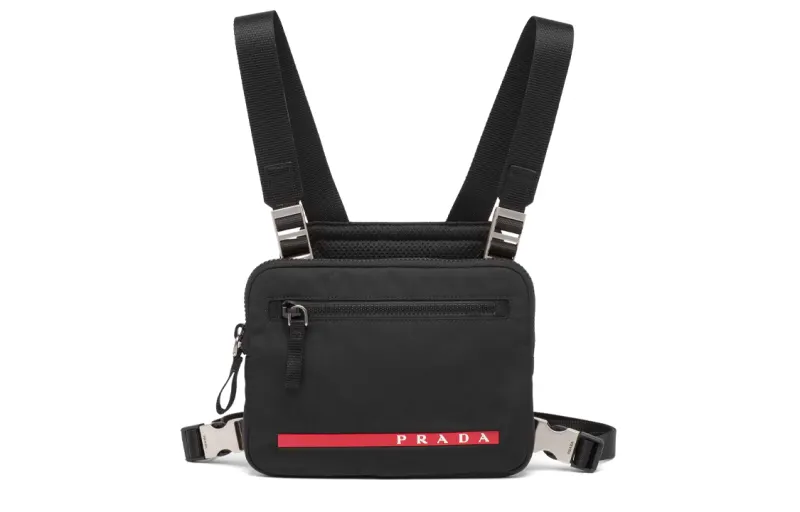 PRADA Fabric Crossbody Bag Sling Bag Men's Black