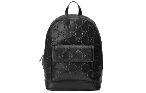 GUCCI Leather Backpack Unisex Black