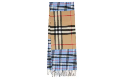 Burberry Cashmere Knit Scarves Unisex Water Duck Blue