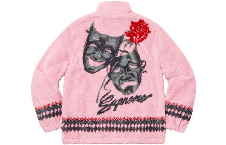 Куртка Supreme SS20 Week 2 Drama Mask Fleece Jacket (розовая) — фото 2