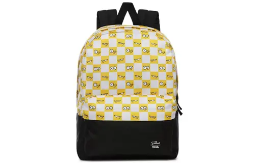 Vans Simpsons Collaboration Polyester Backpack Regular Unisex Yellow White Checkerboard