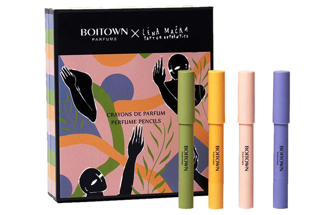 Ice Xili Artist Series Limited Edition Fragrance Pen Gift Box Set 4 Pack Floral Fruit Milk Fragrance/Citrus Woody/Fruit Fragrance Solid Perfume for Women 1.2g*4