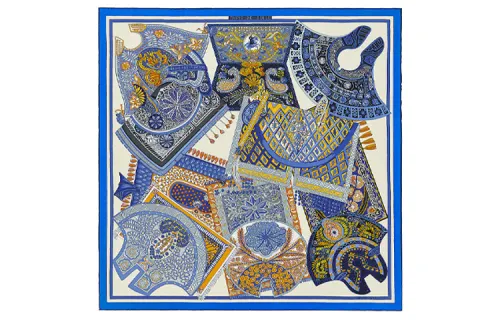 HERMES Tapis De Selle Scarves Women's Blue