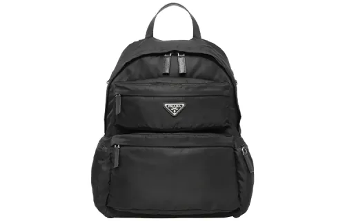 PRADA Zip Closure Nylon Backpack Unisex Black