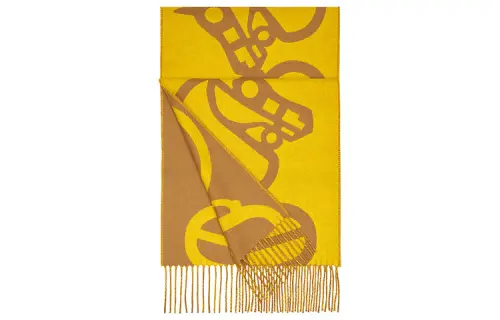 HERMES Knit Scarves Women's Yellow