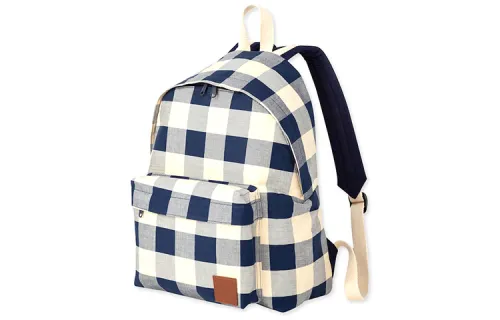 UNIQLO JW Anderson Collaboration Plaid Cotton And Polyester Backpack Regular Unisex Navy Blue