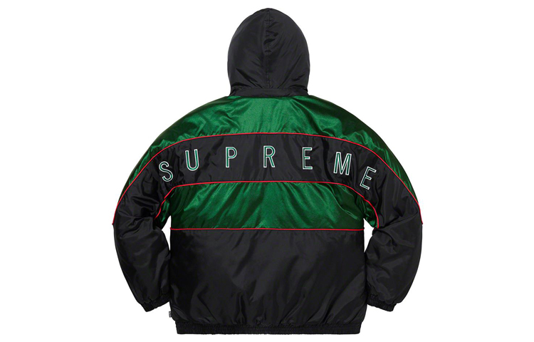 Куртка Supreme Sports Piping Puffy Jacket (черно-зеленый) — фото 2