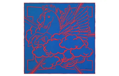 HERMES Royal Scarves Women's Royal Blue/Red