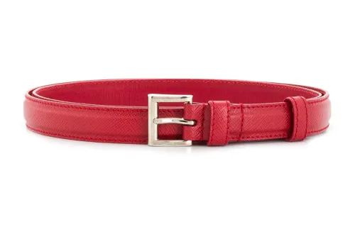 PRADA Pin Buckle Calfskin Leather Belts Unisex Red /