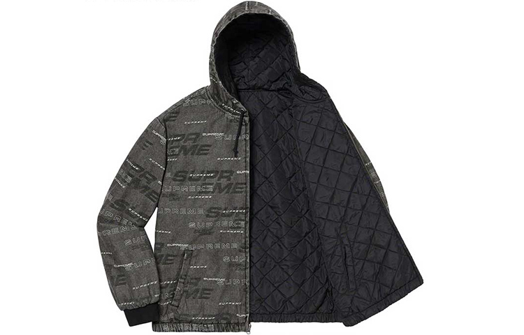 Куртка Supreme FW19 Week 9 Reversible Dimensions Logo Denim Work Jacket (черная) — фото 4