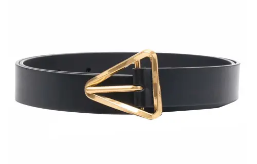 Bottega Veneta Cow Leather Belts Women's Black Width 2.5cm