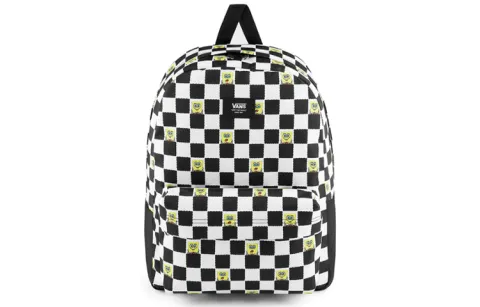 Vans SpongeBob, Collaboration Polyester Backpack Regular Unisex Black White Checkerboard