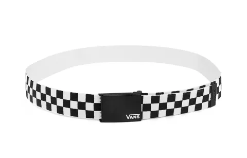Vans Canvas Leather Belts Unisex Black White Width 3.8cm