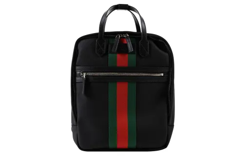 GUCCI Canvas With Leather Backpack Men's Black