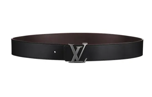 LOUIS VUITTON Cow Leather Belts Men's Black/Dark Brown Width 4cm