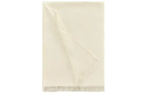 HERMES Calligraphy & Seal Collection Knit Scarves Women's Ivory White
