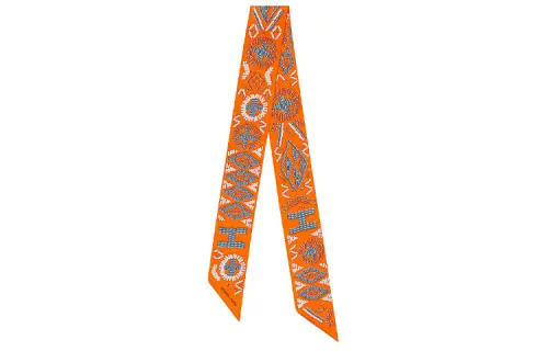 HERMES Twilly Silk Scarf Orange
