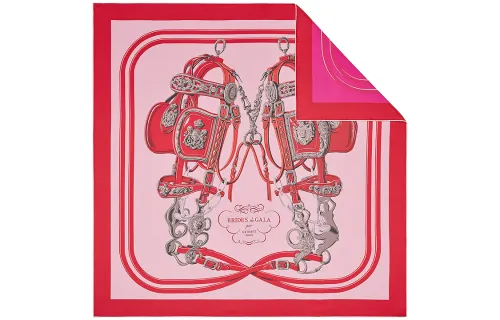 HERMES Brides De Gala Scarves Unisex Rose Red