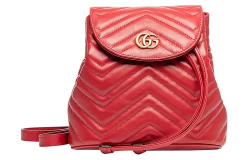 GUCCI GG Marmont Quilted Leather Backpack Mini Women's Red