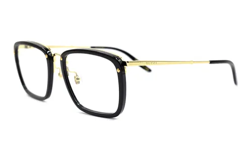 GUCCI Rectangular Eyeglass Frames Men's Black Gold