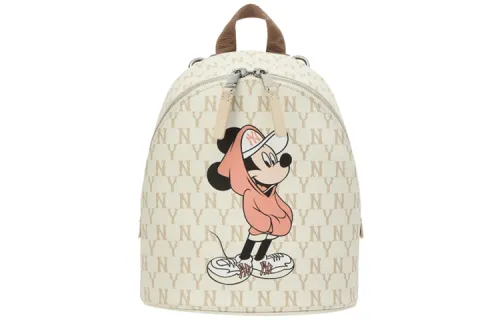 MLB Disney X Disney Collaboration Artificial Leather Polyester Backpack Mini Unisex Beige/Black