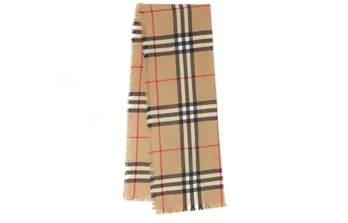 Burberry check-pattern fringed scarf