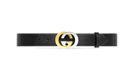GUCCI GG Leather Belts Men's Black Width 3cm