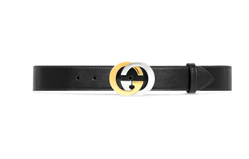 GUCCI GG Leather Belts Men's Black Width 3cm