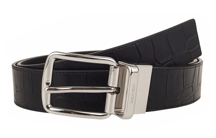COACH Cow Leather Belts Men's Black Gray Width 3.5cm