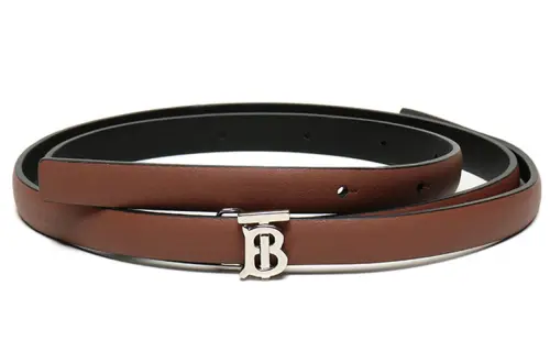 Burberry Leather Belts Women's Malt Brown Black Width 1.2cm