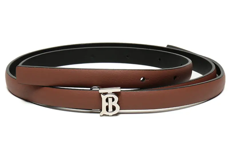 Burberry Leather Belts Women's Malt Brown Black Width 1.2cm