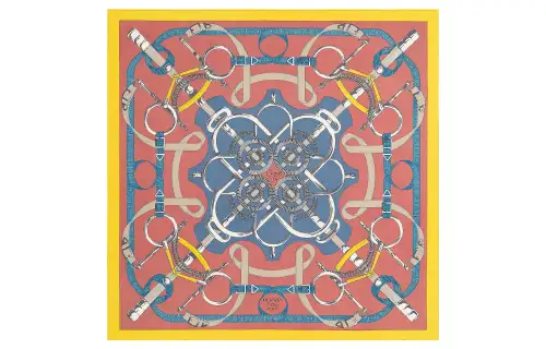 HERMES Scarves Women's Bright Yellow/Dark Pink/Blue