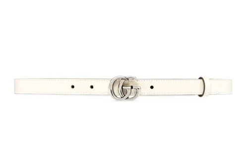 GUCCI GG Marmont Leather Belts Women's White Width 2cm