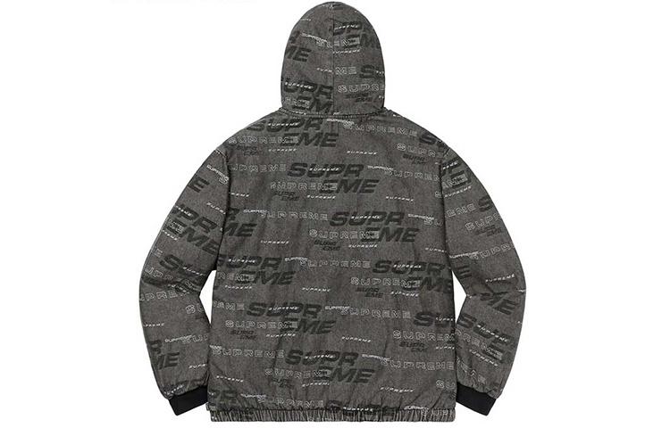 Куртка Supreme FW19 Week 9 Reversible Dimensions Logo Denim Work Jacket (черная) — фото 2