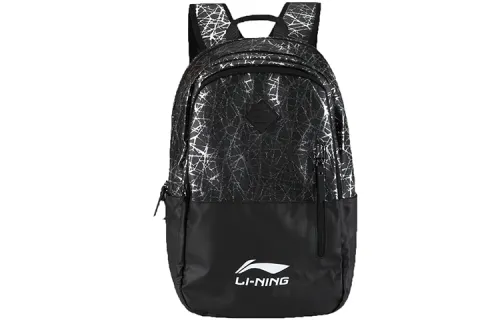 Li Ning Fabric Tennis Bag, Sports Bag, Badminton Bag, Backpack Unisex Black Silver