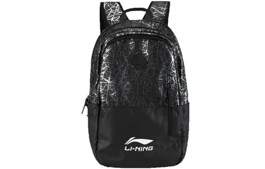 Li Ning Fabric Tennis Bag, Sports Bag, Badminton Bag, Backpack Unisex Black Silver