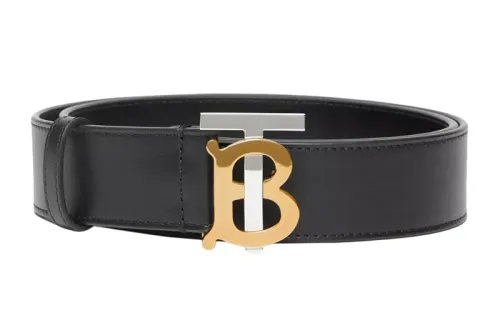 Burberry Calfskin Leather Belts Men's Black Width 3.5cm
