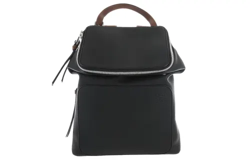 LOEWE Goya Soft Grain Calfskin Backpack Small Women's Black/Pecan Color Black/Hickory Nut