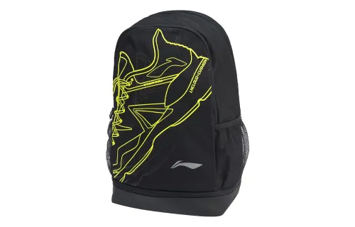 Li Ning Badminton Collection Zip Closure Polyester Backpack Unisex Black
