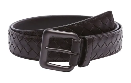 Bottega Veneta Cow Leather Belts Men's Dark Brown Width 3cm